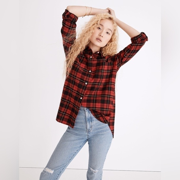 Madewell Classic Ex-Boyfriend Shirt in Kirtling Plaid size L - Picture 1 of 9